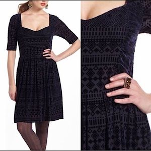 Anthro Meadow Rue geometric velvet dress